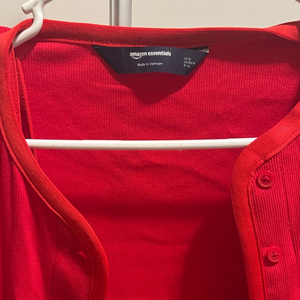 Amazon essentials Red Button-Front Cardigan with … - image 4